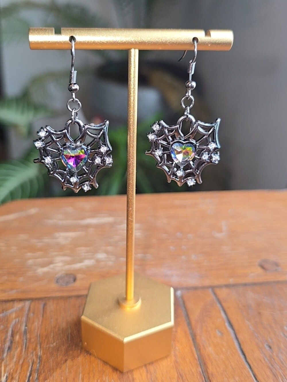 Rhinestone Spider Web Earrings
